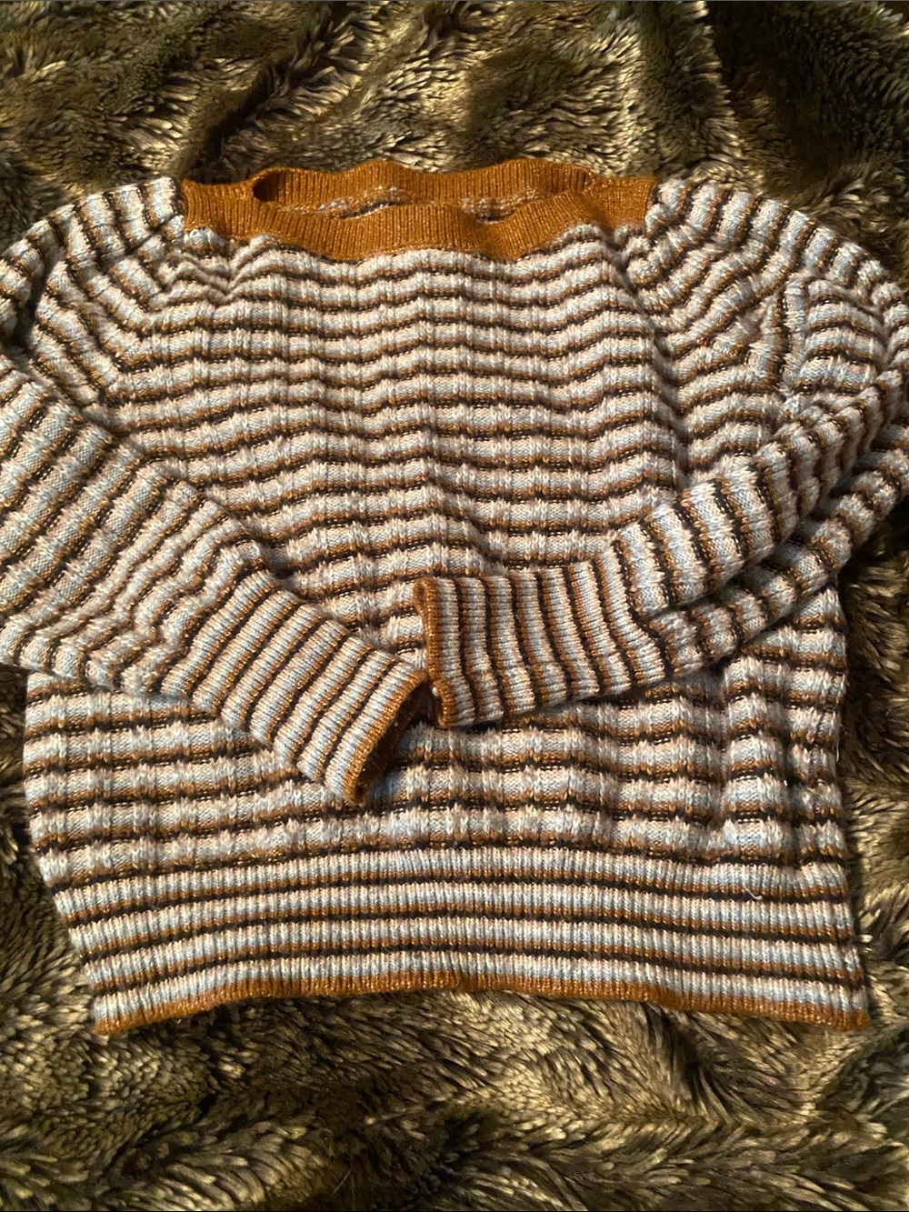 Nine West Striped Sweater in Gold and White